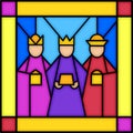 Three kings in stained glass