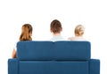 Three People Sitting On A Sofa...