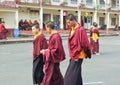 Tibetan Buddhist monks in Namdroling Monastery. Royalty Free Stock Photos