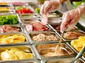 Tray With Food On Showcase A...