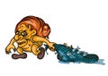 Trolls fishing horrid troll with fish in nets vector graphic Stock Photo