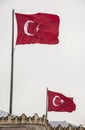 Turkish flags a couple of flag in istanbul turkey Royalty Free Stock Photo