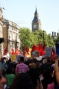 Turkish and kurdish protesters marching towards the parliament rally in whitehall london against turkey s prime minister recep Royalty Free Stock Image