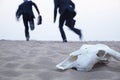 Two Businessmen Running Away F...