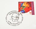 UN Postage stamp dedicating Mahatma Gandhi Stock Images