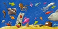 Underwatter life acrylic illustration of Royalty Free Stock Images