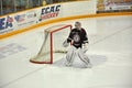 Union goalkeeper warmup in NCAA Hockey Game