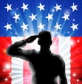 US Flag Military Soldier Salut...