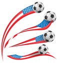 USA flag set whit soccer ball