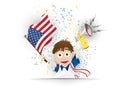 USA Soccer Fan Flag Cartoon