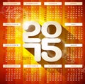 Vector Calendar 2015 illustration with long shadow on abstract geometric background