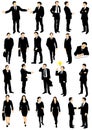 Vector collection of business people detailed caucasian silhouettes talking walking and gesticulating different expressions Stock Images