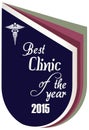 Vector promo label of best of year 2015 award for health care clinic.