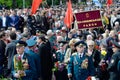 Veterans of Second World War coming to lay flowers at Uknown Seaman  Monument in a commemoration of Soviet warriors on Victory Day