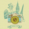 Vintage Camera With Europe Arc...