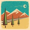 Vintage Nature Landscape.Vecto...