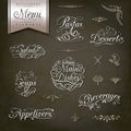 Vintage style restaurant menu designs calligraphic titles and symbols for and design Royalty Free Stock Photography