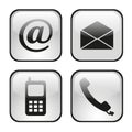 Web and internet icons set contact buttons email envelope phone mobile Stock Photos