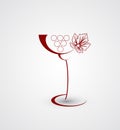Wine menu card design background with glass Stock Photos