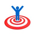 Winner man in blue stand on red circles Stock Photography