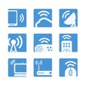 Wireless equipment buttons blue collection Royalty Free Stock Photos