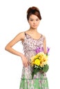 Woman With Bouquet Of Flowers