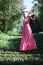 Woman On Garden Green Stairs