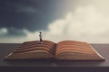 Woman Running On A Book