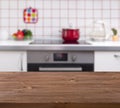Wooden Table On Kitchen Bench ...