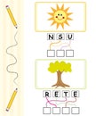 Word Game For Kids - Sun & Tree