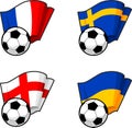 World flags and soccer ball set of with Royalty Free Stock Photos