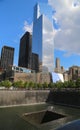 World Trade Center 4, September 11 Museum and Reflection Pool with Waterfall in September 11 Memorial Park