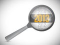 Year 2013 Over A Magnify Glass...
