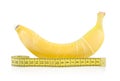 Yellow Banana with Condom and Measuring Tape