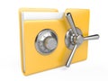 Yellow folder and combination lock data security concept d image on white Royalty Free Stock Images
