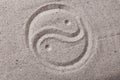 Yin Yang Symbol In Sand