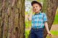 Young boy talking on mobile phone stylish Stock Photo