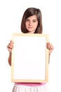 Young girl holding a white banner Stock Photography