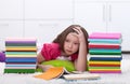 Young Girl Tired Learning