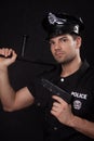 Young policeman with guns handsome Stock Photo