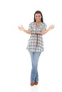 Young Woman Holding An Invisib...