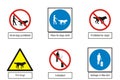 мandatory warning indicative prohibited signs collection for dog and clean Royalty Free Stock Photography