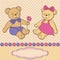 Greeting card with teddy bears