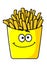 Delicious golden crispy French fries in a packet
