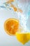 Orange and lemon in water
