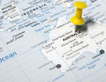 旅行目的地澳大利亚,与指南针的地图 库存照片