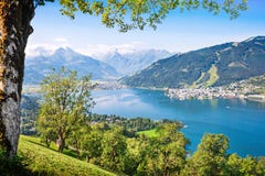 Beautiful landscape with Alps and mountain lake in Zell am See, Austria Stock Photography