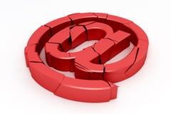 Broken red e-mail sign Stock Image
