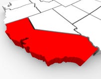 California Sate Map - 3d Illustration Stock Images