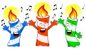 Cartoon birthday candles singing a birthday song Stock Photos